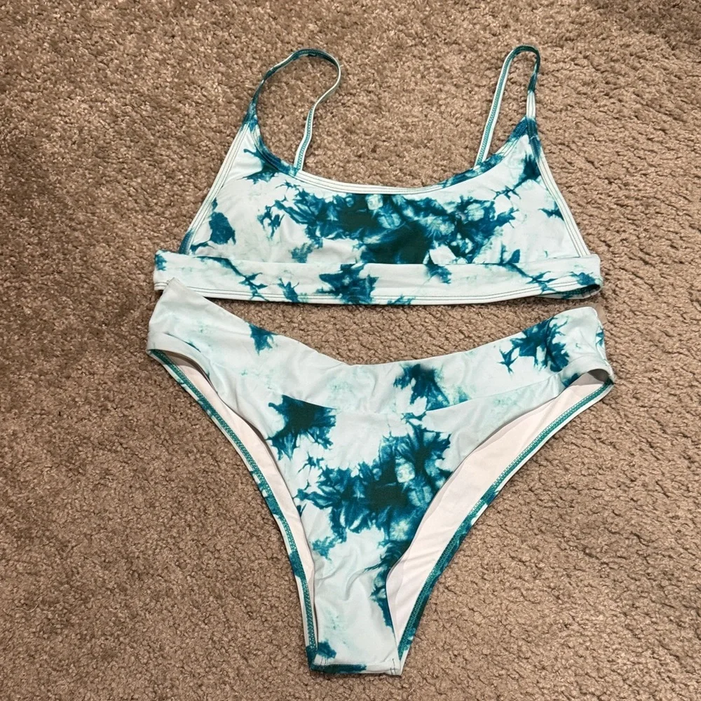 Blue Tie-Dye Bikini Set